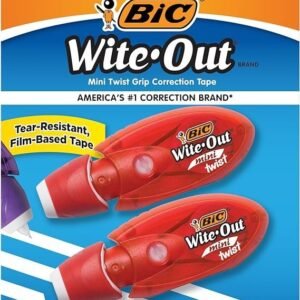 BIC Wite-Out Mini Twist Correction Tape, White, Tear-resistant, Compact and Film-Based Tape, 2-Count Pack (WOMTP21-WHI) (Packaging May Vary)